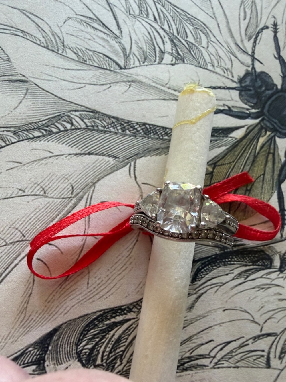 Diamonique Silver-Tone Clear Crystal Three-Stone Ring
